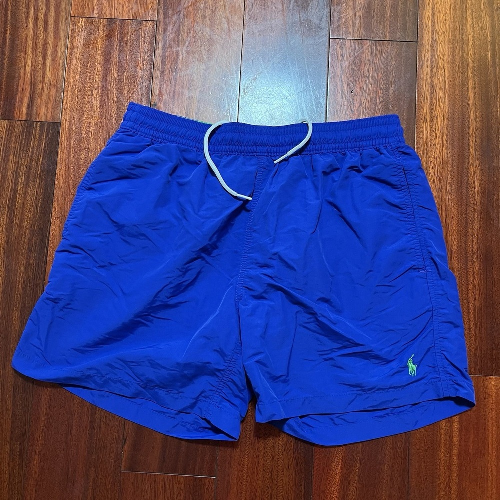 Polo Ralph Lauren Swim Trunks Mens Medium Blue Lined Drawstring Elastic Casual